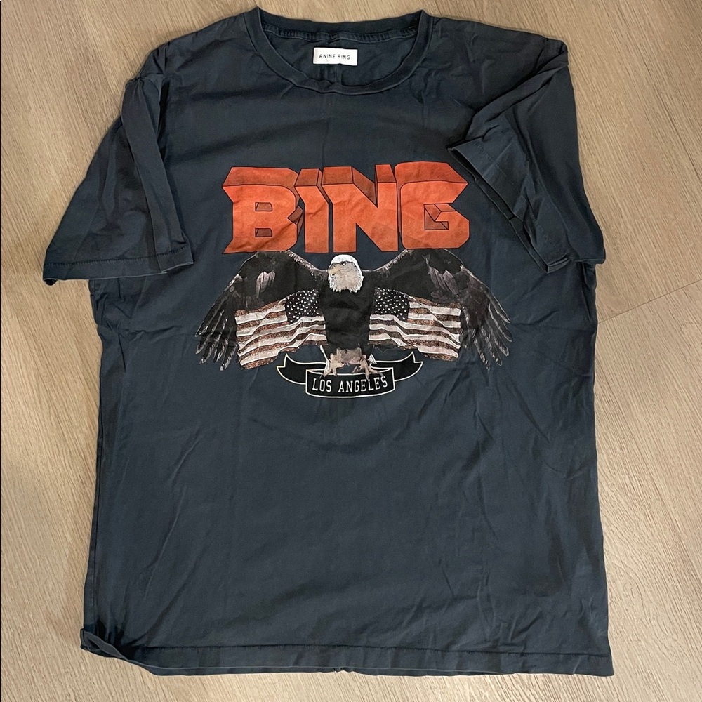 Anine Bing Charcoal T-Shirt with Eagle Graphic - Picture 4 of 4
